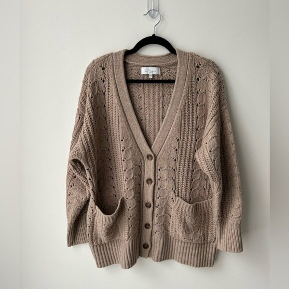 Revolve lacademie Cailean Cable Oversized Cardigan in Taupe - Picture 2 of 13